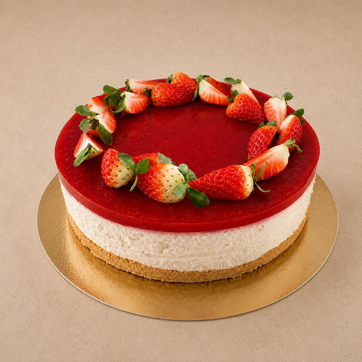 Citron cheesecake med jordgubbsspegel